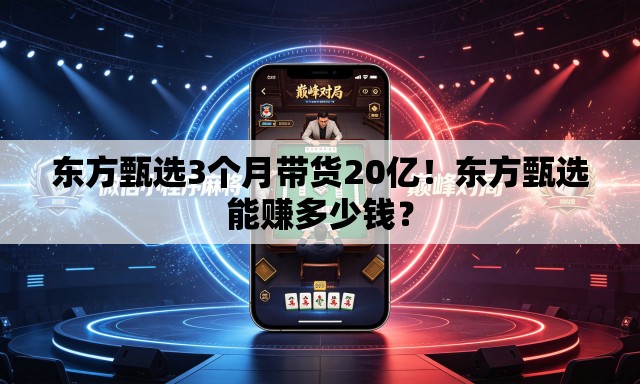 东方甄选3个月带货20亿!东方甄选能赚多少钱? 东方甄选3个月带货20亿!东方甄选能赚多少钱?
