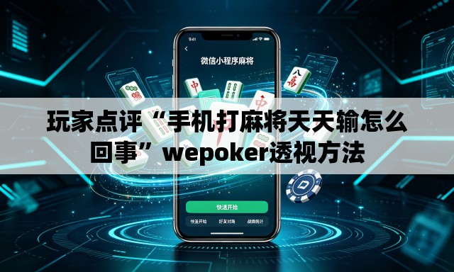 玩家点评“手机打麻将天天输怎么回事”wepoker透视方法