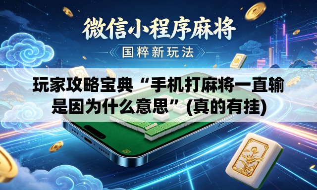 玩家攻略宝典“手机打麻将一直输是因为什么意思”(真的有挂)