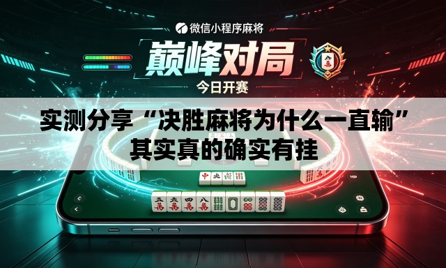 实测分享“决胜麻将为什么一直输	”其实真的确实有挂