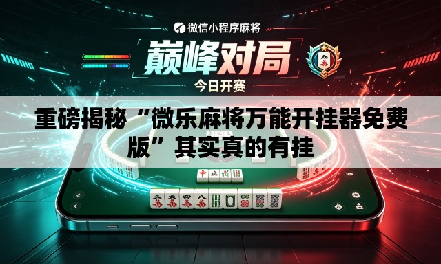 重磅揭秘“微乐麻将万能开挂器免费版	”其实真的有挂