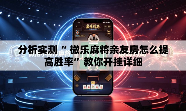分析实测“ 微乐麻将亲友房怎么提高胜率	”教你开挂详细