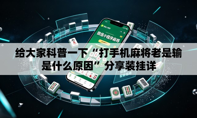 给大家科普一下“打手机麻将老是输是什么原因”分享装挂详