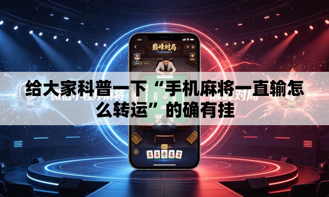 给大家科普一下“手机麻将一直输怎么转运”的确有挂