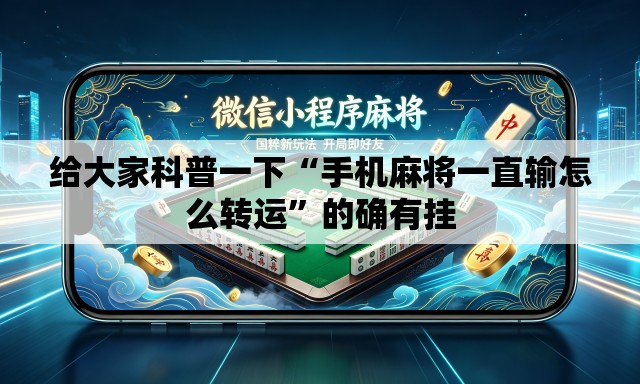 给大家科普一下“手机麻将一直输怎么转运	”的确有挂