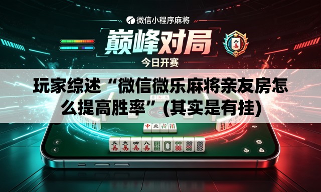 玩家综述“微信微乐麻将亲友房怎么提高胜率”(其实是有挂)