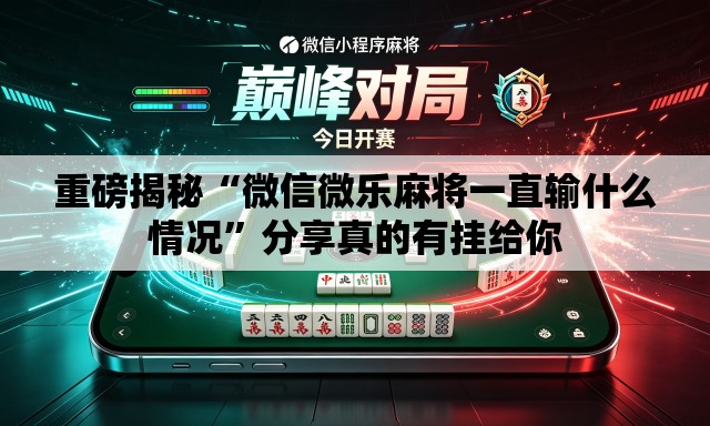 重磅揭秘“微信微乐麻将一直输什么情况	”分享真的有挂给你