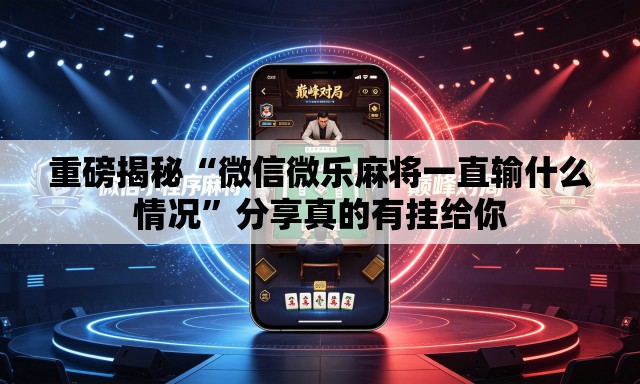 重磅揭秘“微信微乐麻将一直输什么情况”分享真的有挂给你