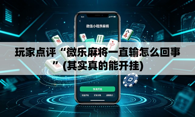 玩家点评“微乐麻将一直输怎么回事”(其实真的能开挂)