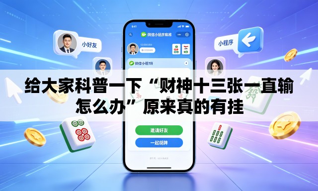 给大家科普一下“财神十三张一直输怎么办”原来真的有挂