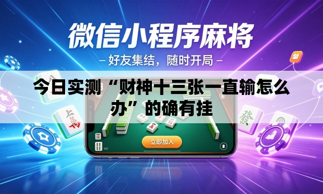 今日实测“财神十三张一直输怎么办”的确有挂