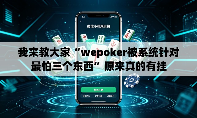 我来教大家“wepoker被系统针对最怕三个东西”原来真的有挂