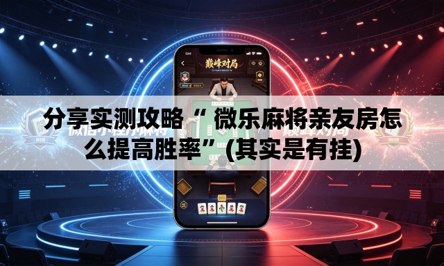 分享实测攻略“ 微乐麻将亲友房怎么提高胜率”(其实是有挂)