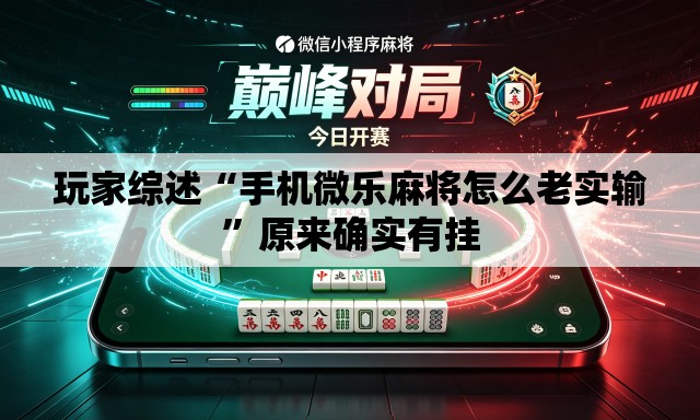 玩家综述“手机微乐麻将怎么老实输	”原来确实有挂
