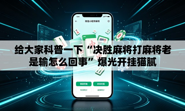 给大家科普一下“决胜麻将打麻将老是输怎么回事	”爆光开挂猫腻