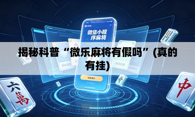 揭秘科普“微乐麻将有假吗”(真的有挂)